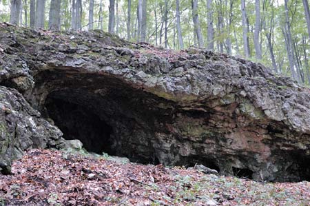 Rock outcropping for quick survival shelters