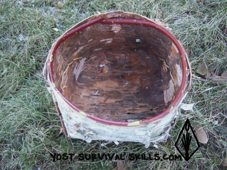 inner rim of birch bark basket placed inside